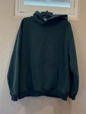 Faiable Dark Green Distressed Hoodie Sweatshirt